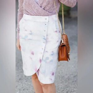 Anthropologie Kimmie Watercolor Tie Dye‎ Tulip Button Down Skirt 10P
